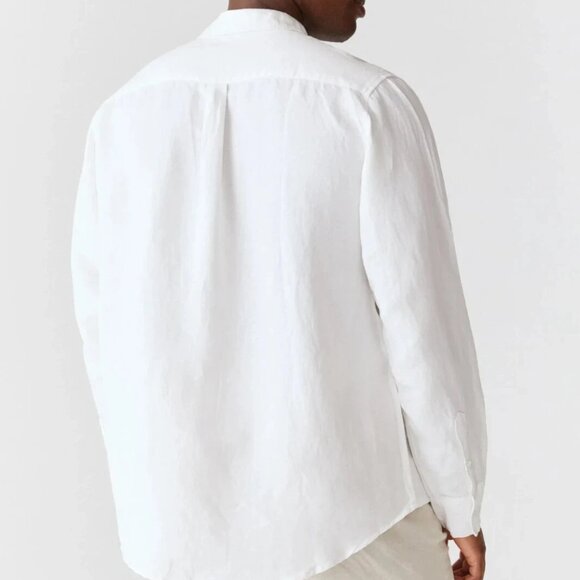 NWT MOVESGOOD Men's White BAMBOO Classic Linen Lenny Long Sleeve Shirt Size M - Picture 2 of 6